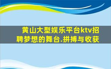 黄山大型娱乐平台ktv招聘梦想的舞台.拼搏与收获